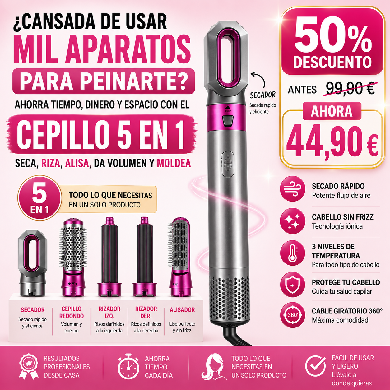 Cepillo Secador 5 En 1