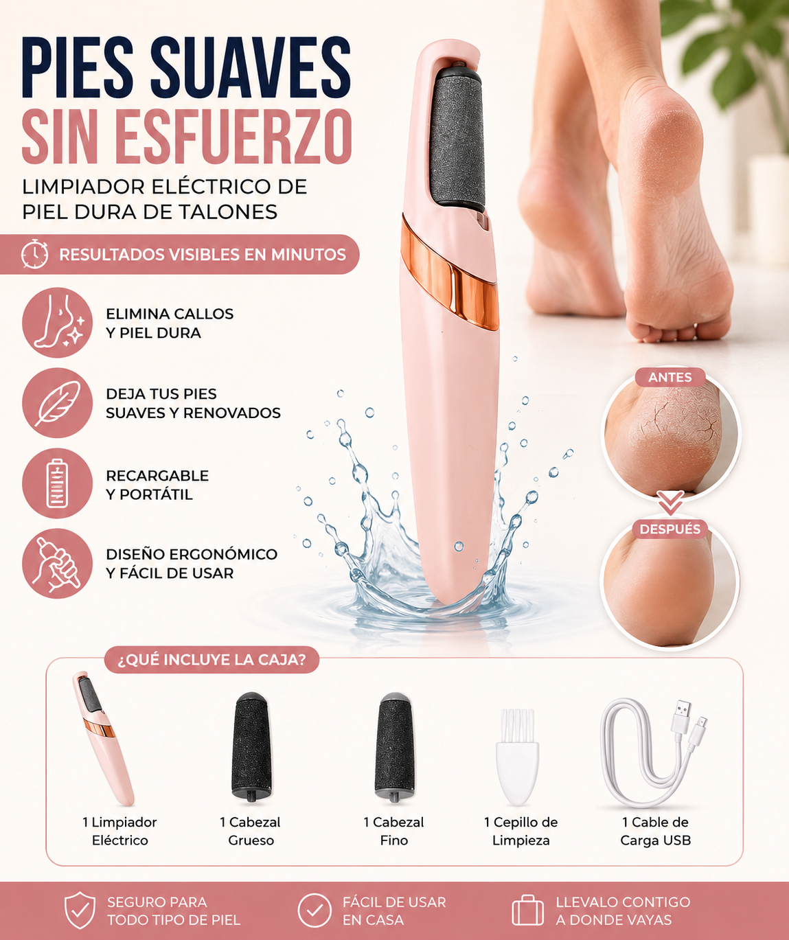 Removedor de callos, lima pies, Eléctrico.
