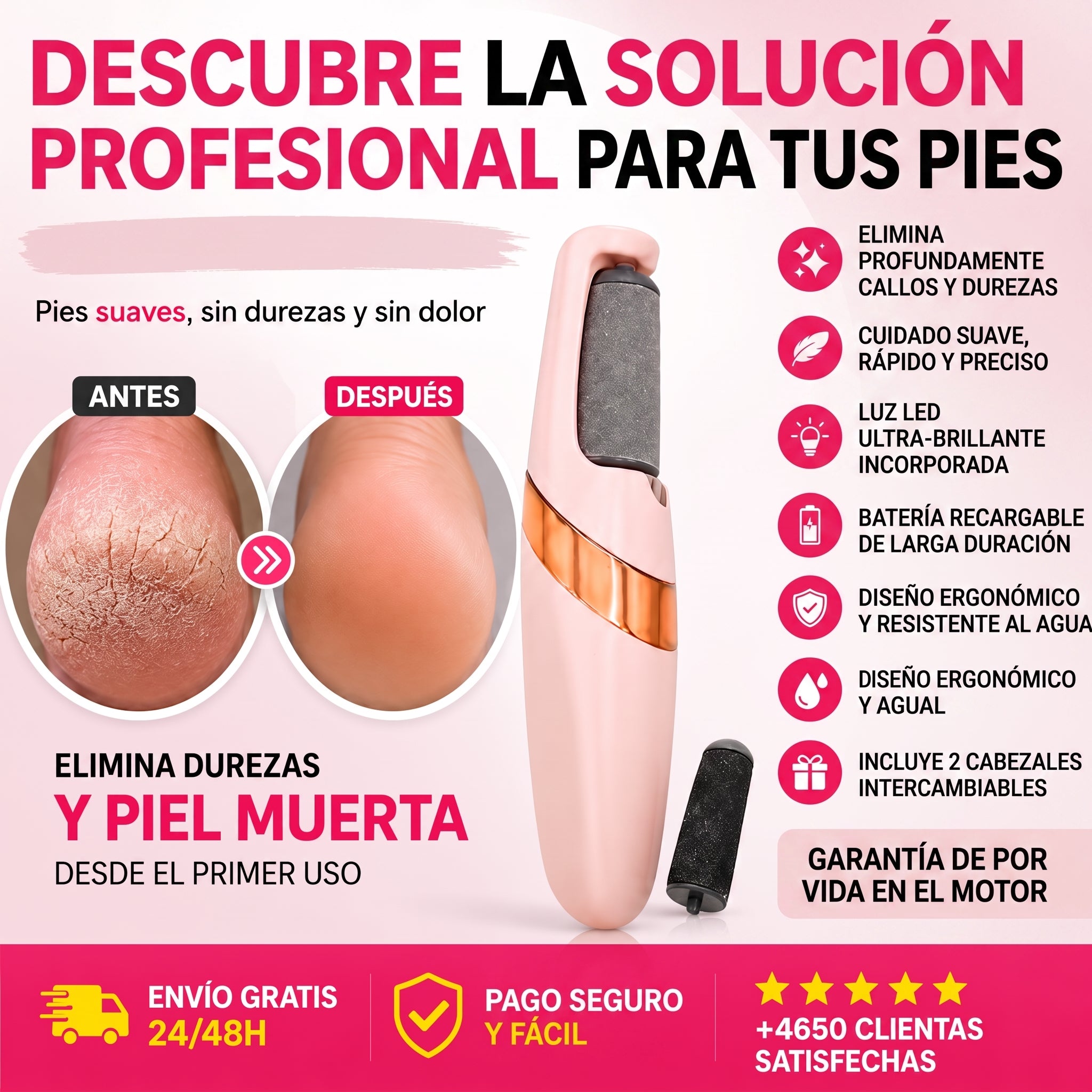 Removedor de callos, lima pies, Eléctrico.