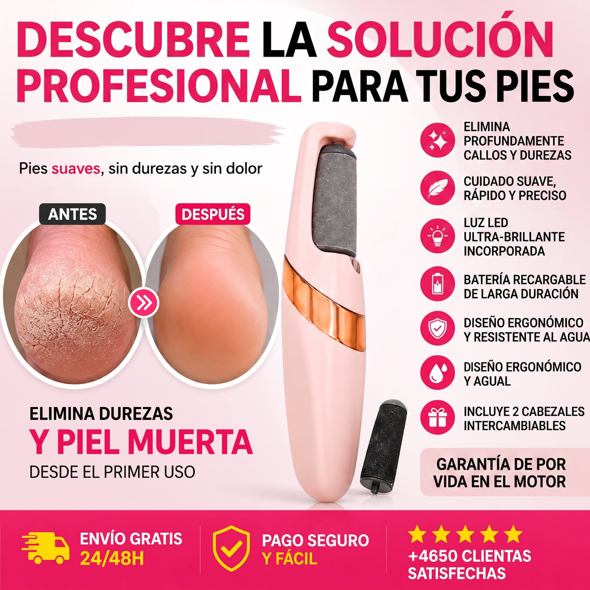 Removedor de callos, lima pies, Eléctrico.